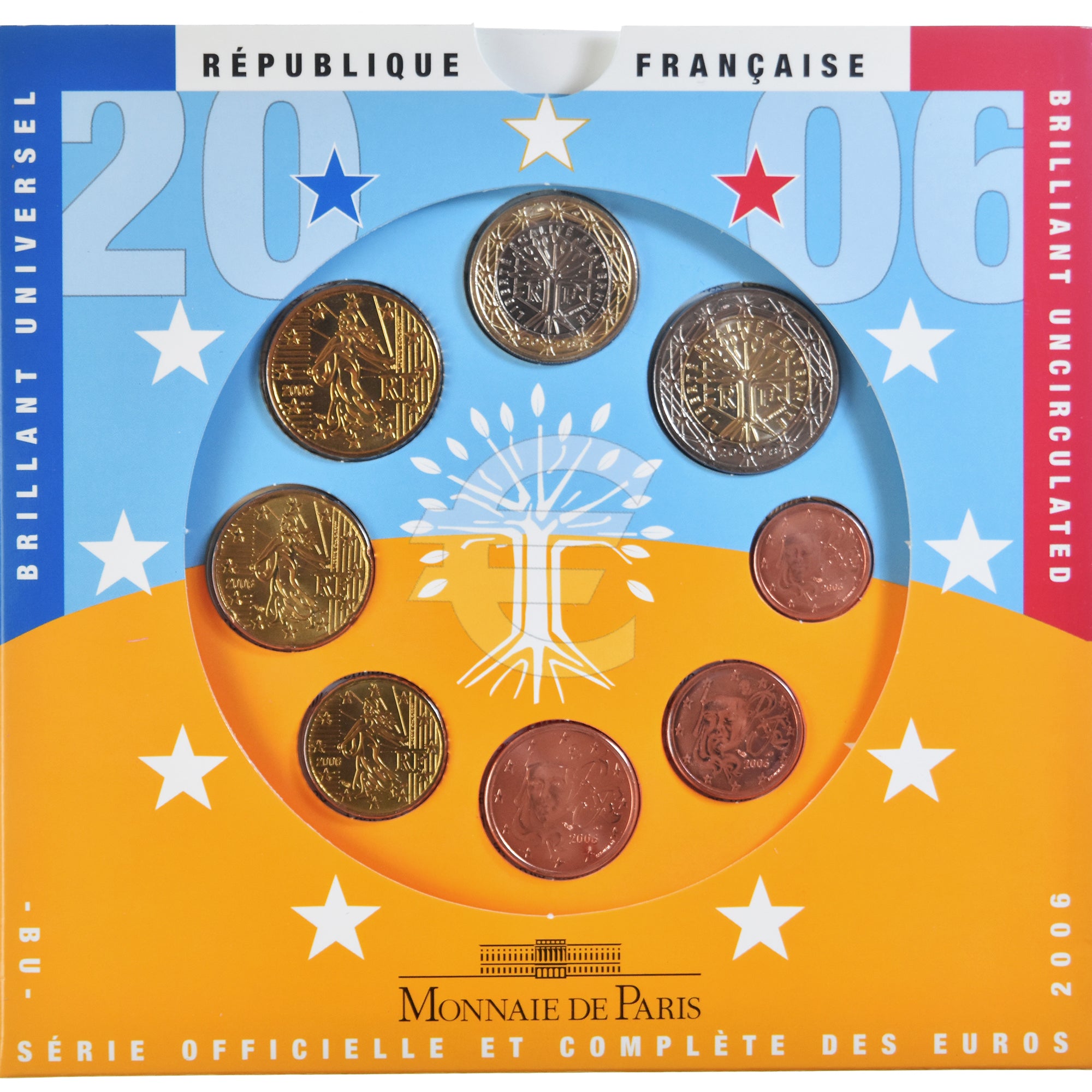 Francja, 1 Cent to 2 Euro, 2006, Monnaie de Paris, BU, MS(65-70), ND