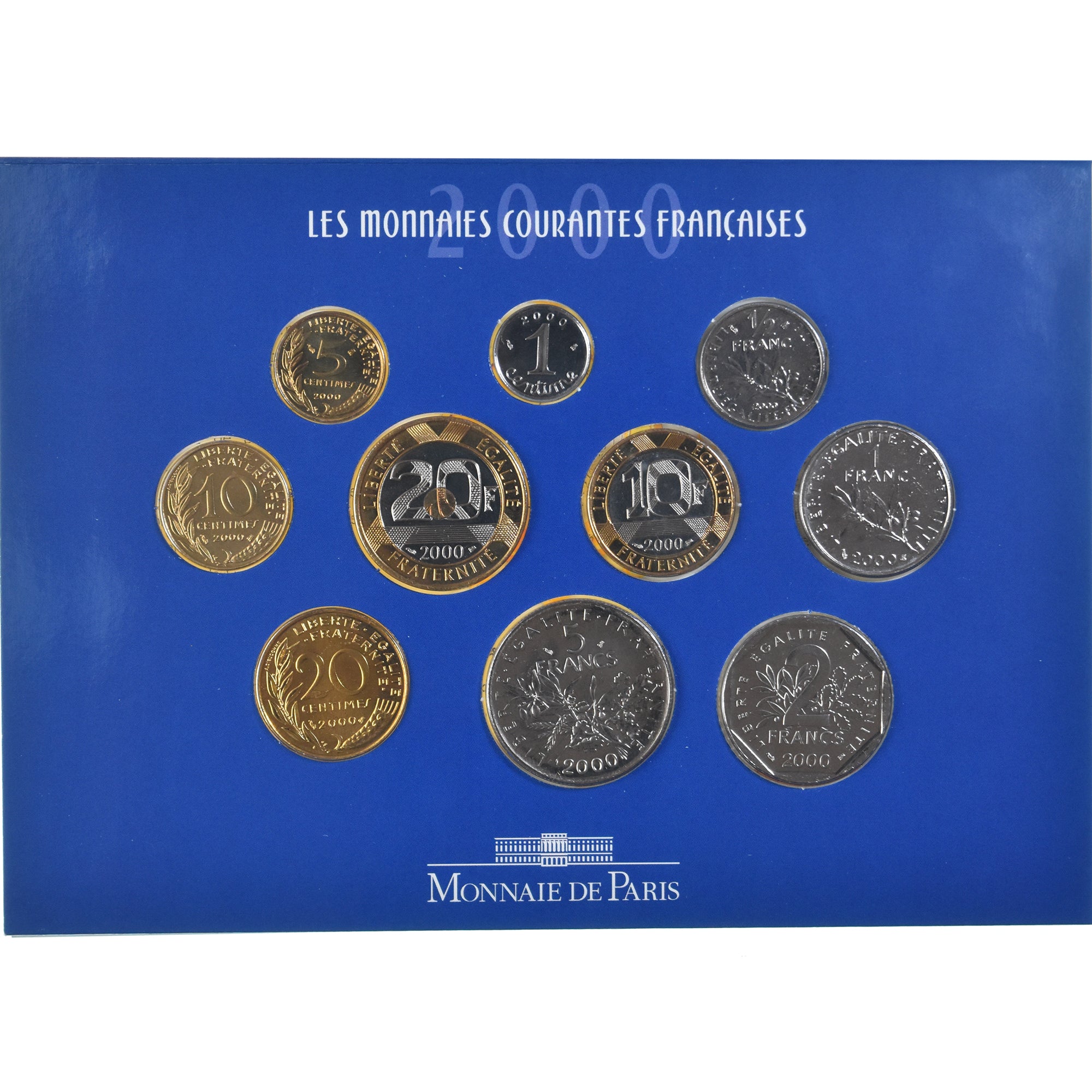 Frankreich, Coffret 1 c. à 20 frs., 2000, Monnaie de Paris, BU, STGL