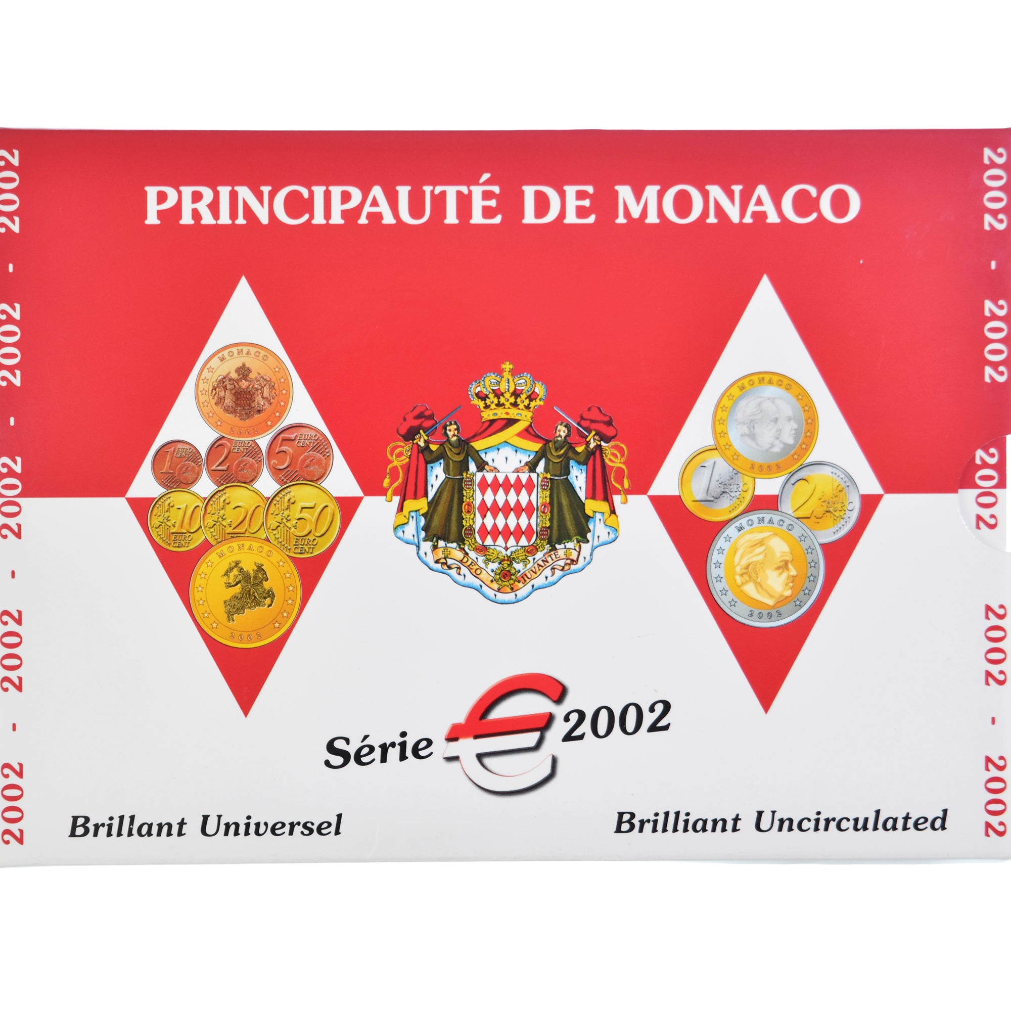 Monaco, 1 Cent to 2 Euro, 2002, Monnaie de Paris, BU, MS(65-70), ND