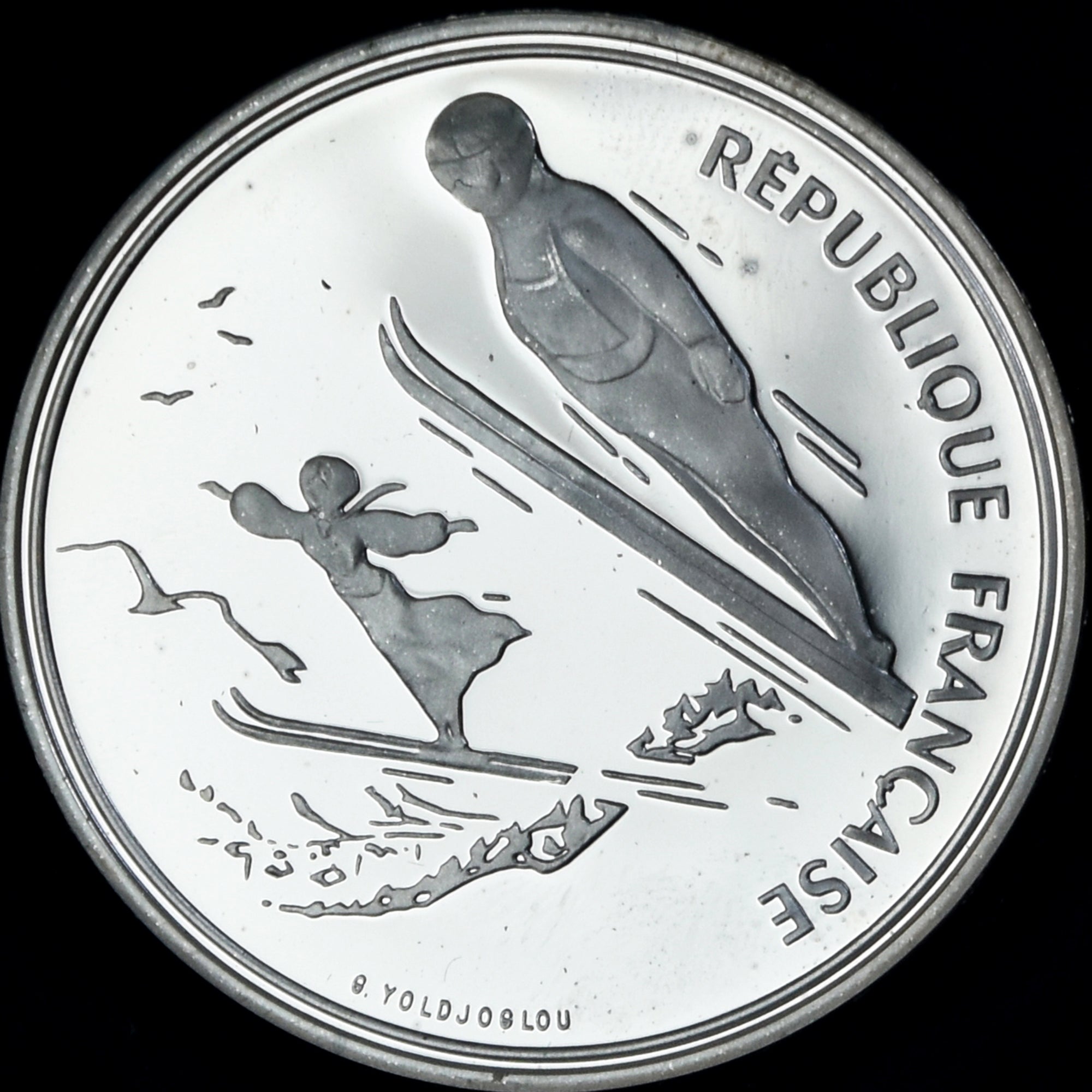 Moeda, França, Albertville - Ski Jumping, 100 Francs, 1991, Monnaie de Paris