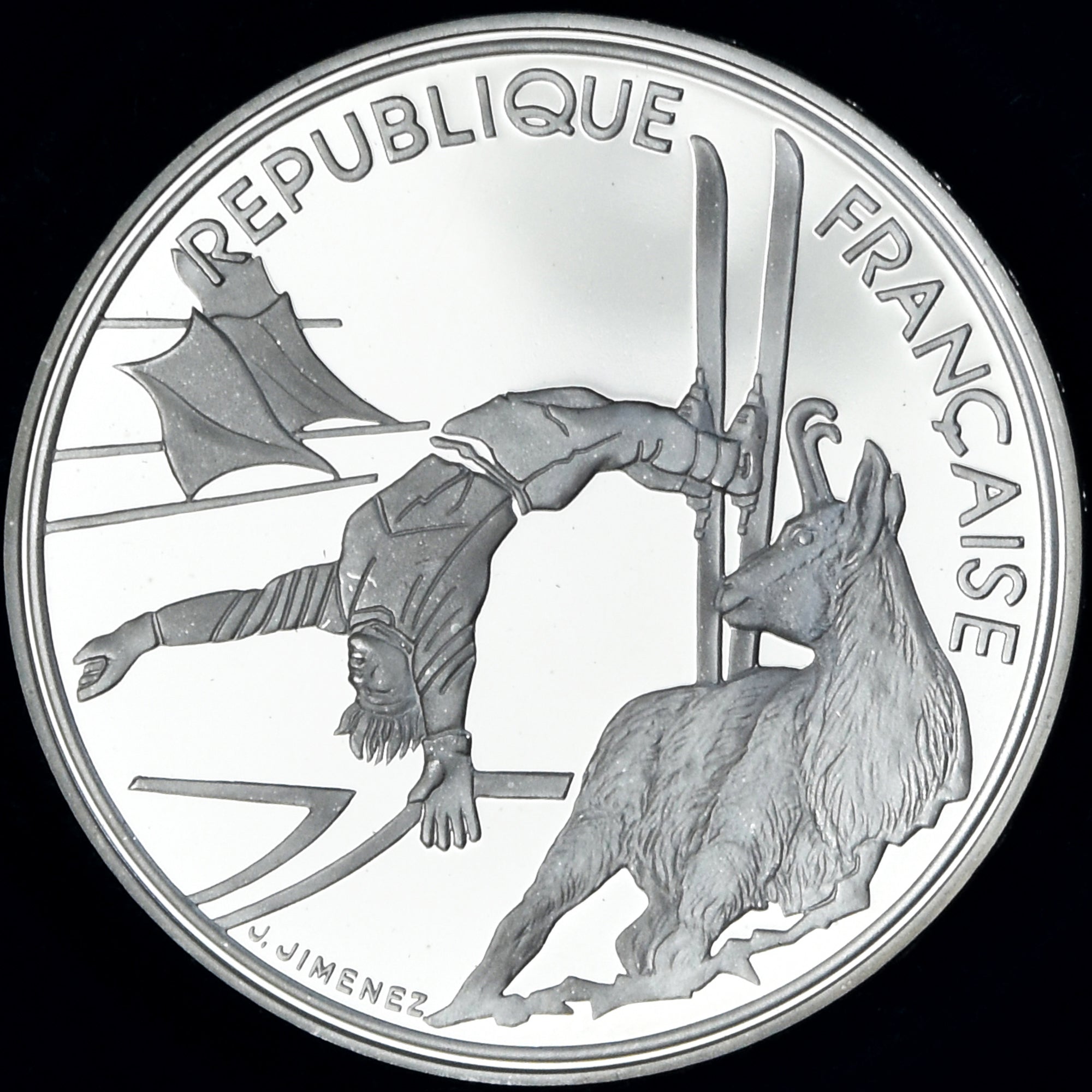 Monnaie, France, Albertville - Ski acrobatique, 100 Francs, 1990, Monnaie de
