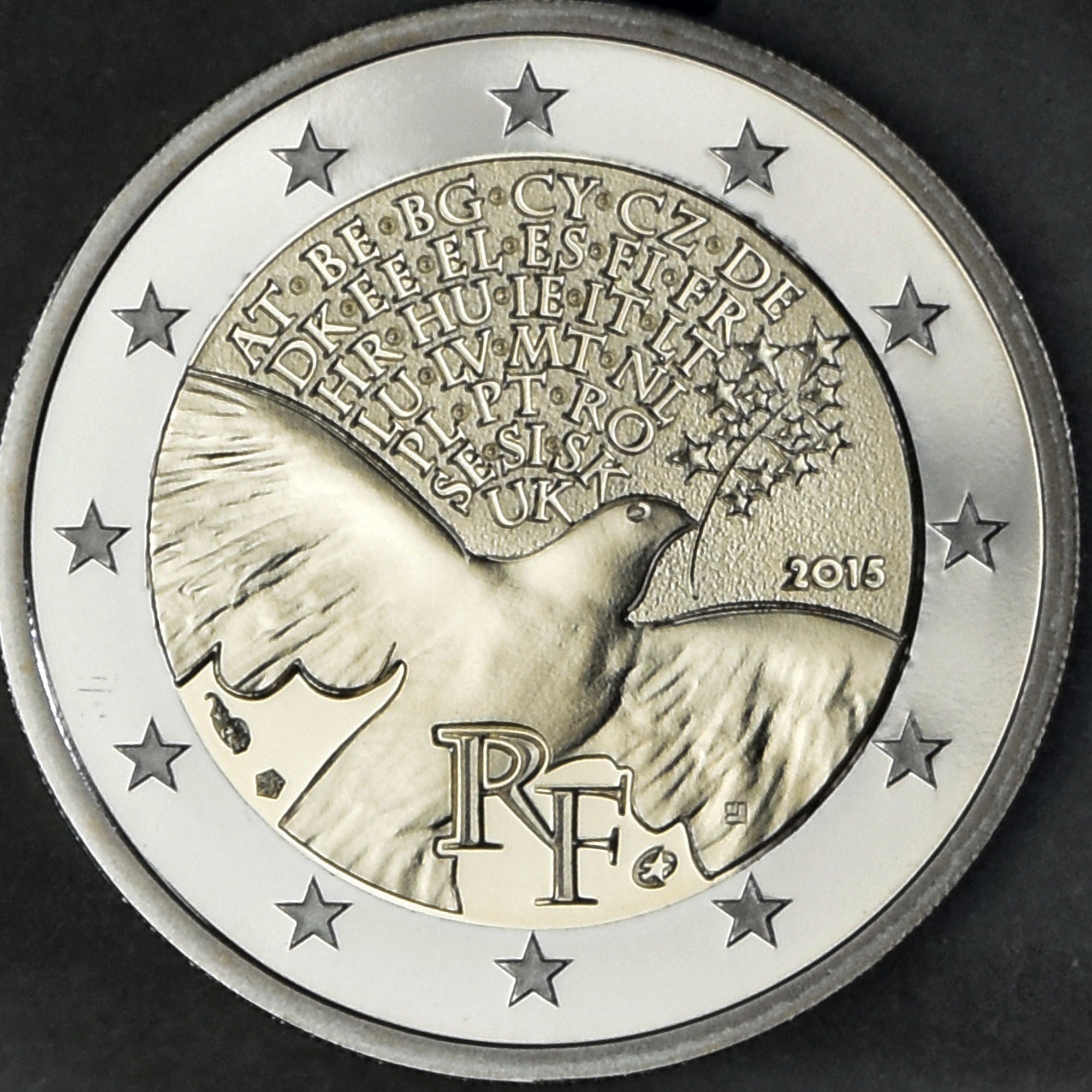 Francia, 2 Euro, la paix en Europe, 2015, Monnaie de Paris, BE, FDC