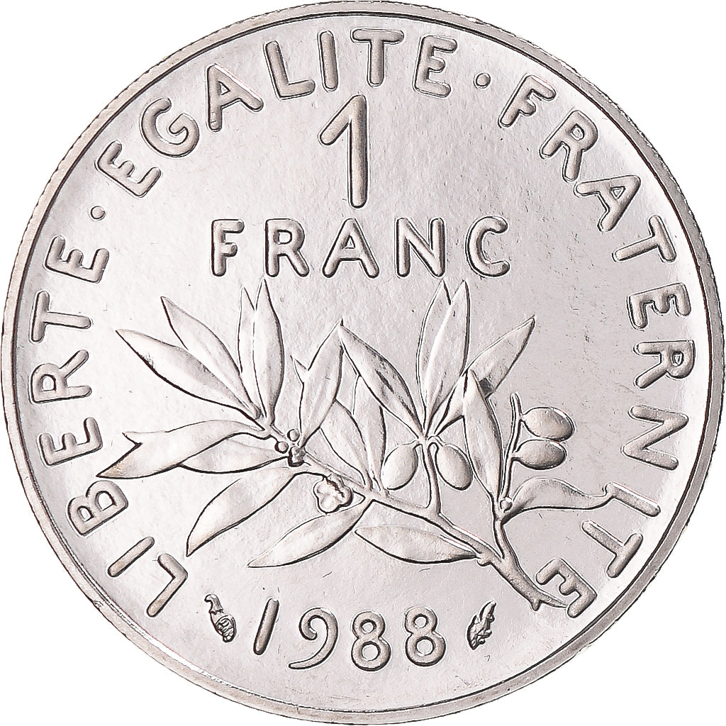 Moneta, Francja, Semeuse, Franc, 1988, Paris, série FDC, MS(65-70), Nikiel