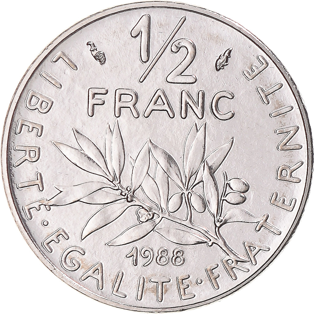 Munten, Frankrijk, Semeuse, 1/2 Franc, 1988, Paris, série FDC, FDC, Nickel