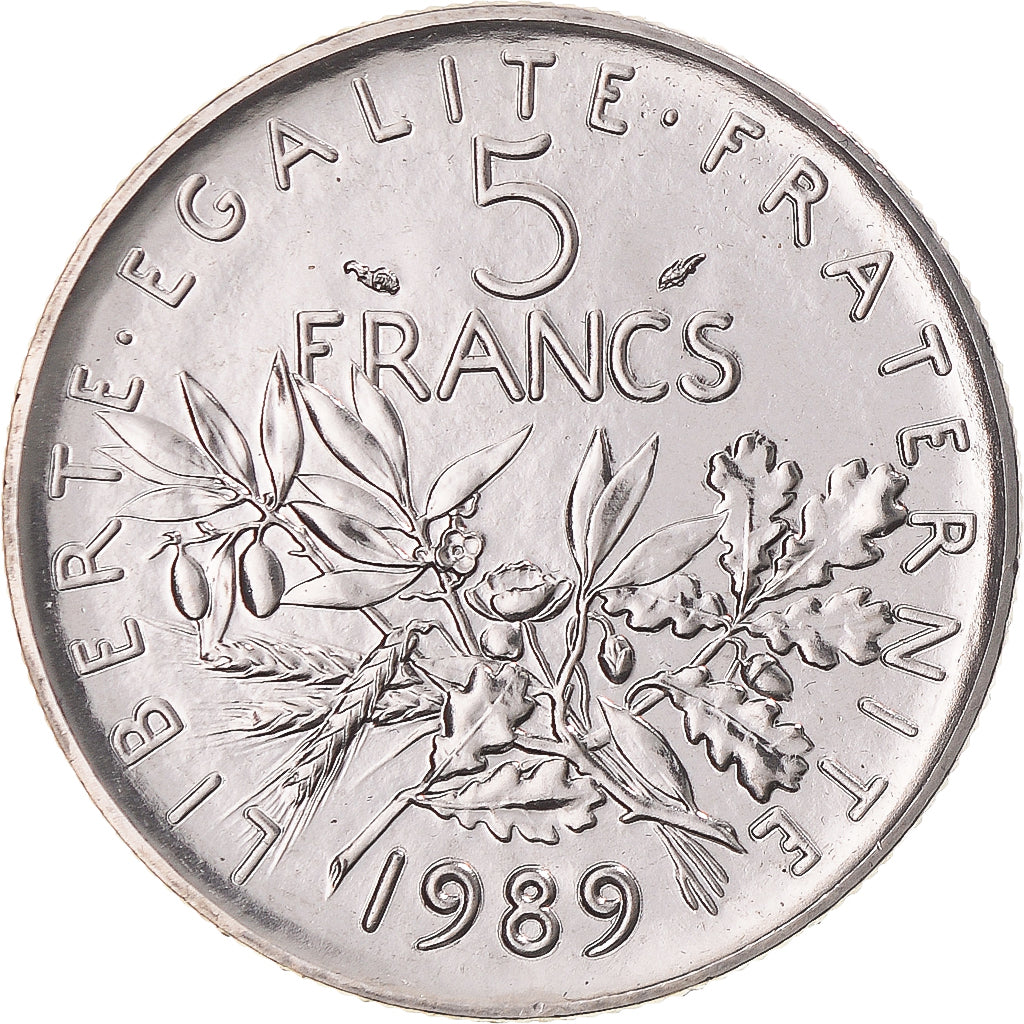 Moneda, Francia, Semeuse, 5 Francs, 1989, Paris, série FDC, FDC, Níquel