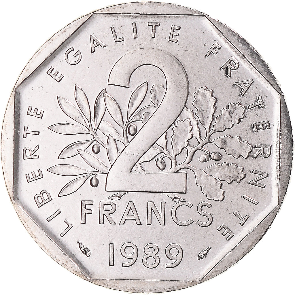 Moneta, Francja, Semeuse, 2 Francs, 1989, Monnaie de Paris, série FDC