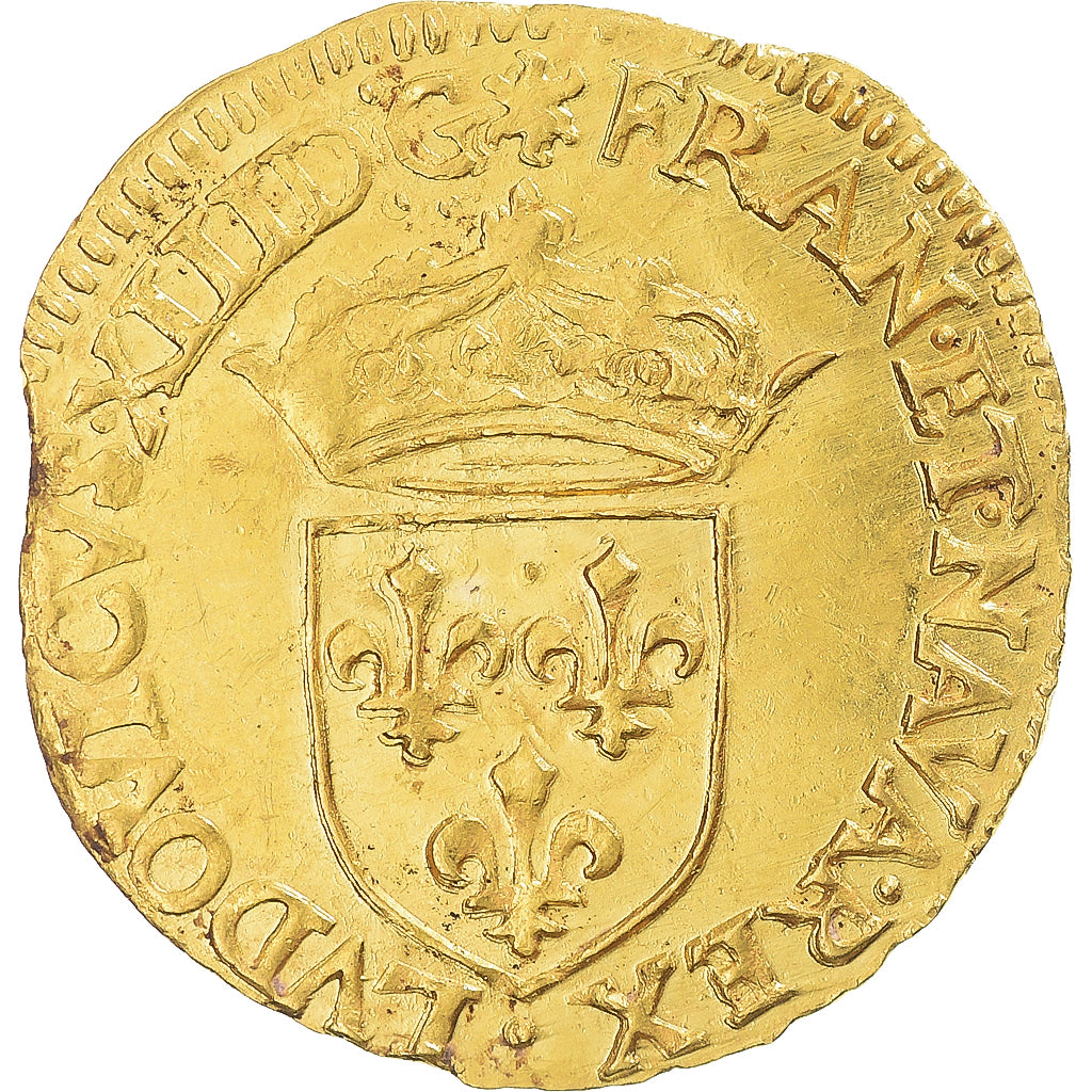 Frankrijk, Louis XIII, Écu d'or au soleil, 1616, Rouen, Goud, ZF, Gadoury:55