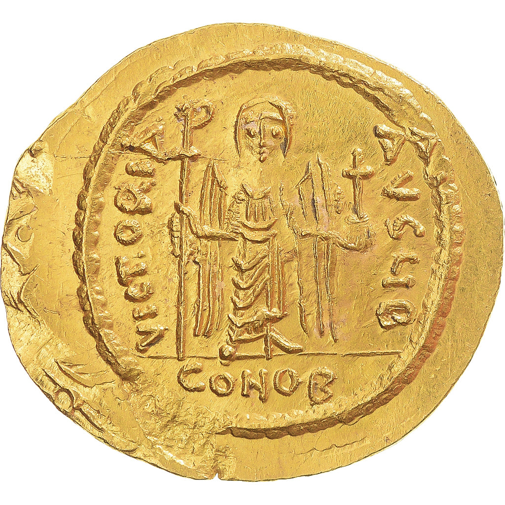 Phocas, Solidus, 606-607, Constantinople, Gold, AU(55-58), Sear:620