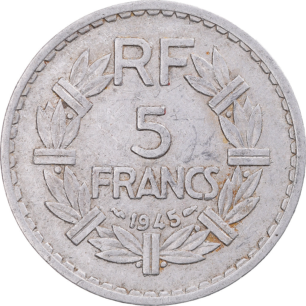 Monnaie, France, Lavrillier, 5 Francs, 1945, Paris, 9 closed, TTB, Aluminium