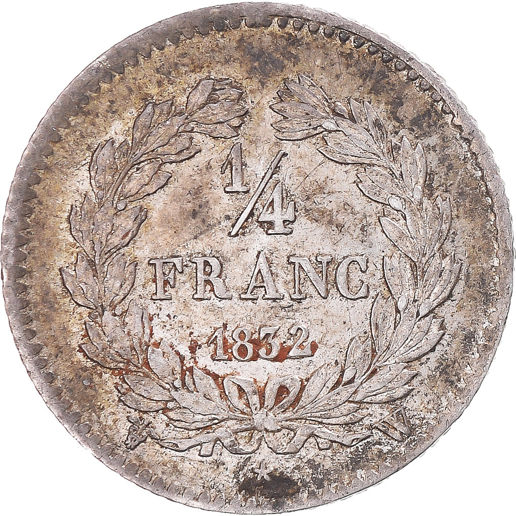 Coin, France, Louis-Philippe I, 1/4 Franc, 1832, Lille, AU(50-53), Silver