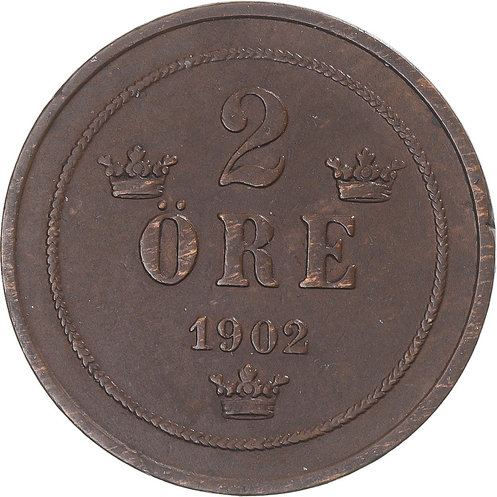 Coin, Sweden, Oscar II, 2 Öre, 1902, AU(50-53), Bronze, KM:746