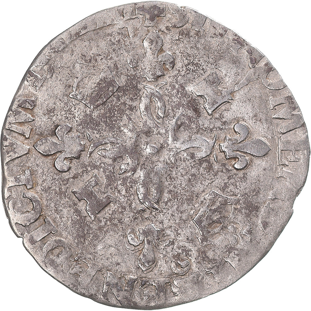 Monnaie, France, Henri II, Douzain aux croissants, Lyon, TB+, Billon