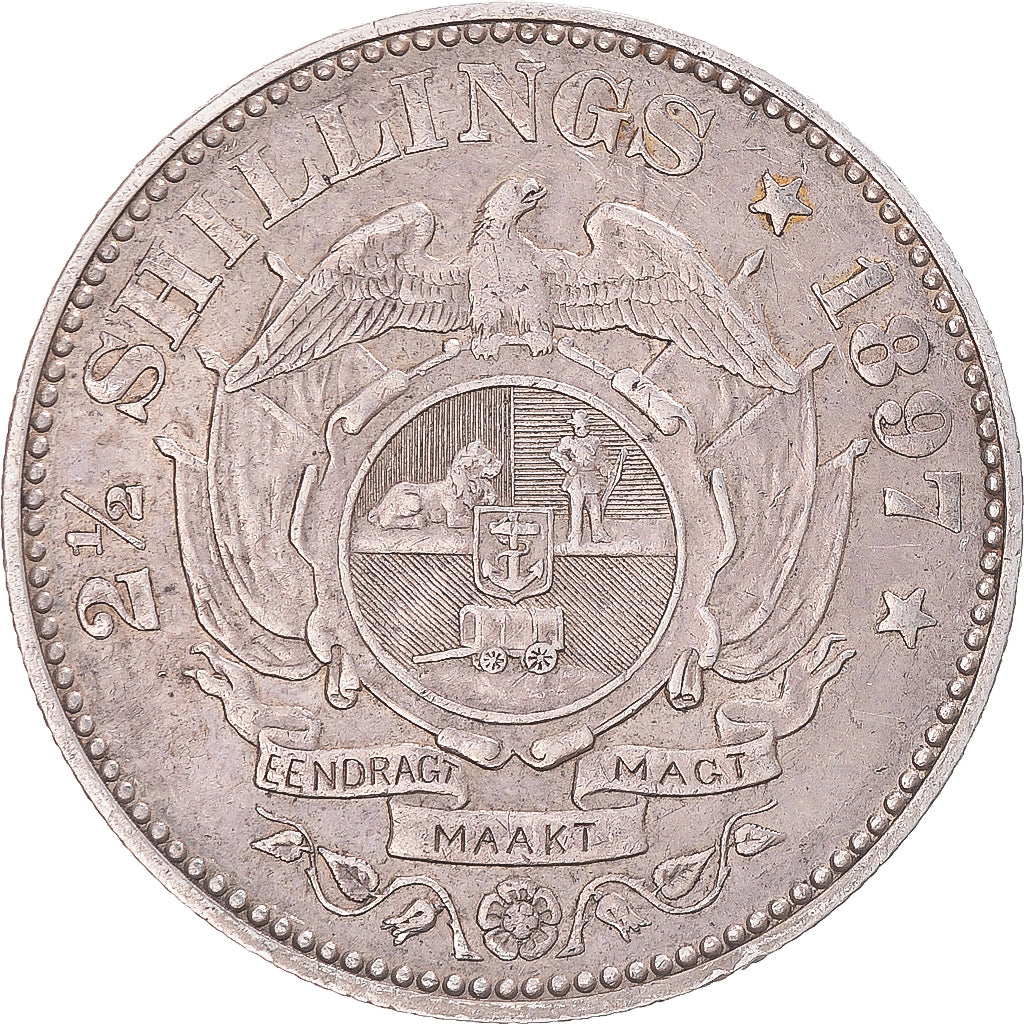 Moneta, Sudafrica, 2-1/2 Shillings, 1897, Pretoria, BB, Argento, KM:7