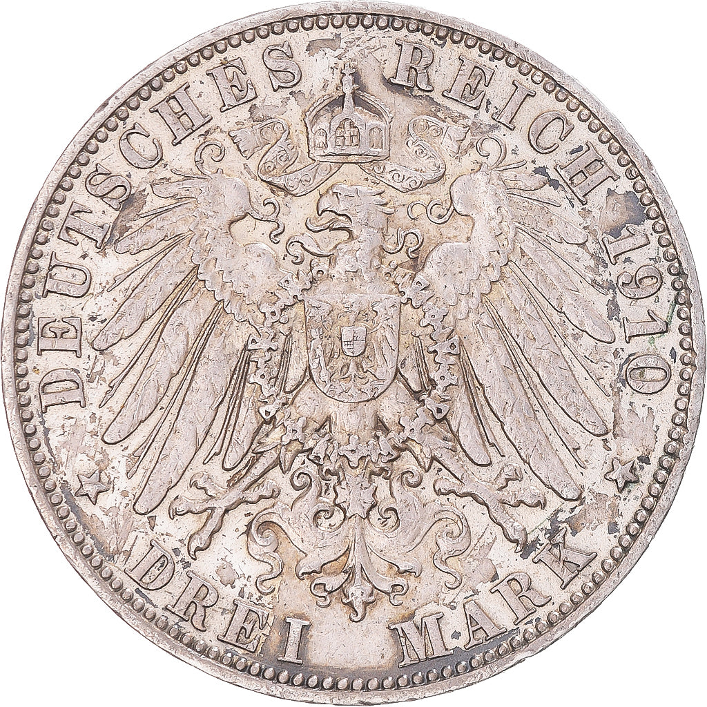 Moneta, Landy niemieckie, SAXONY-ALBERTINE, Friedrich August III, 3 Mark, 1910