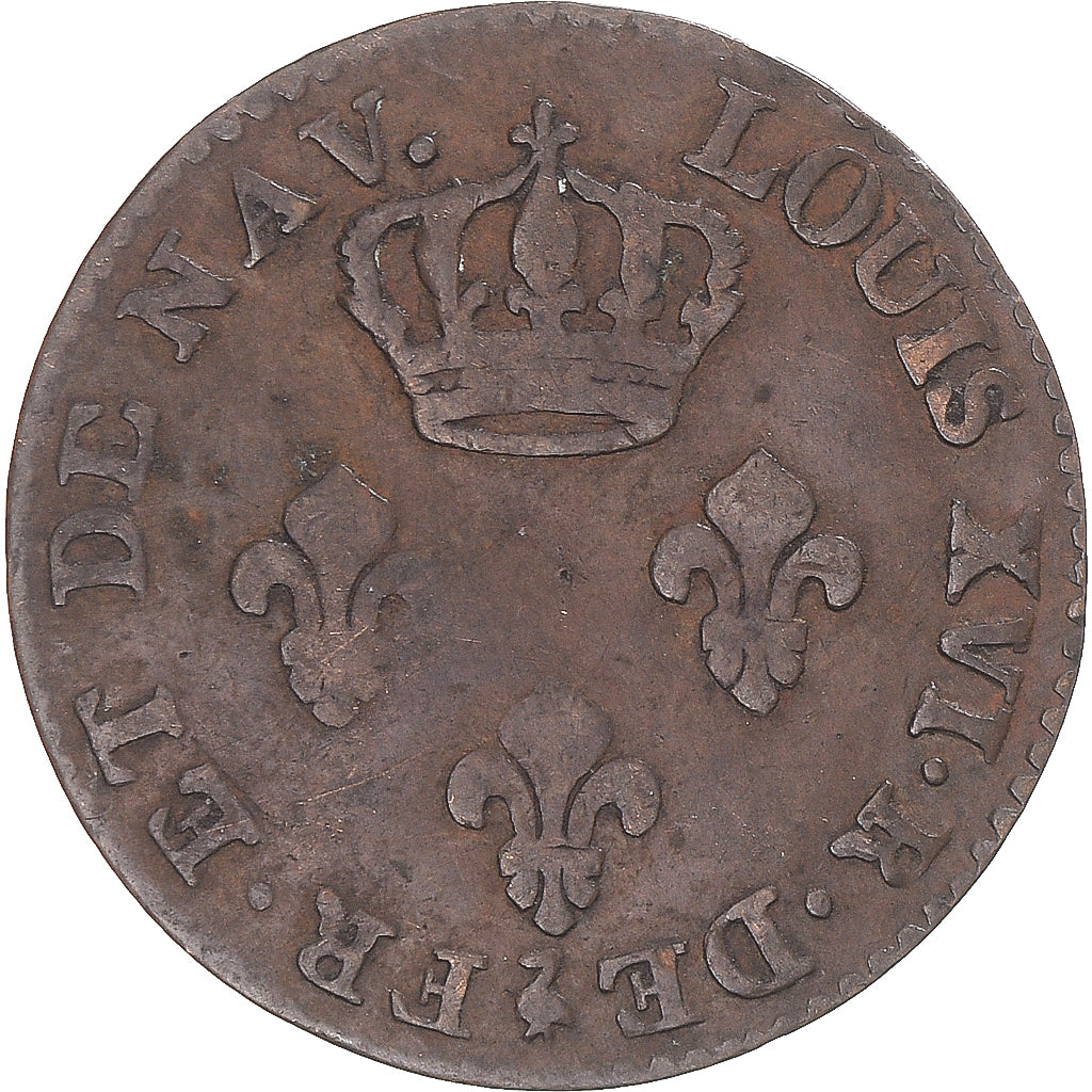 Monnaie, Guyane française, Louis XVI, 2 Sous, 1789, Paris, TB+, Billon, KM:1