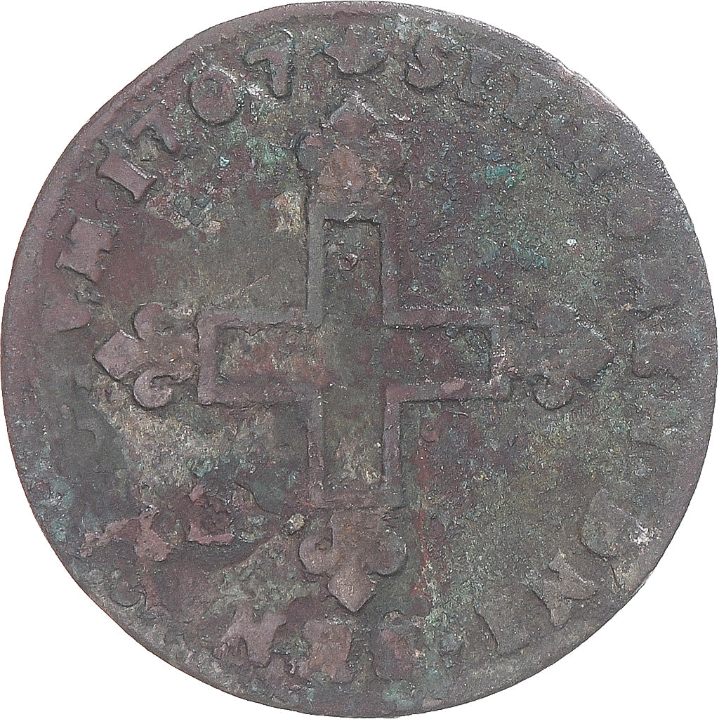 Moeda, França, Louis XIV, XVI Deniers de Strasbourg, 1707, Strasbourg