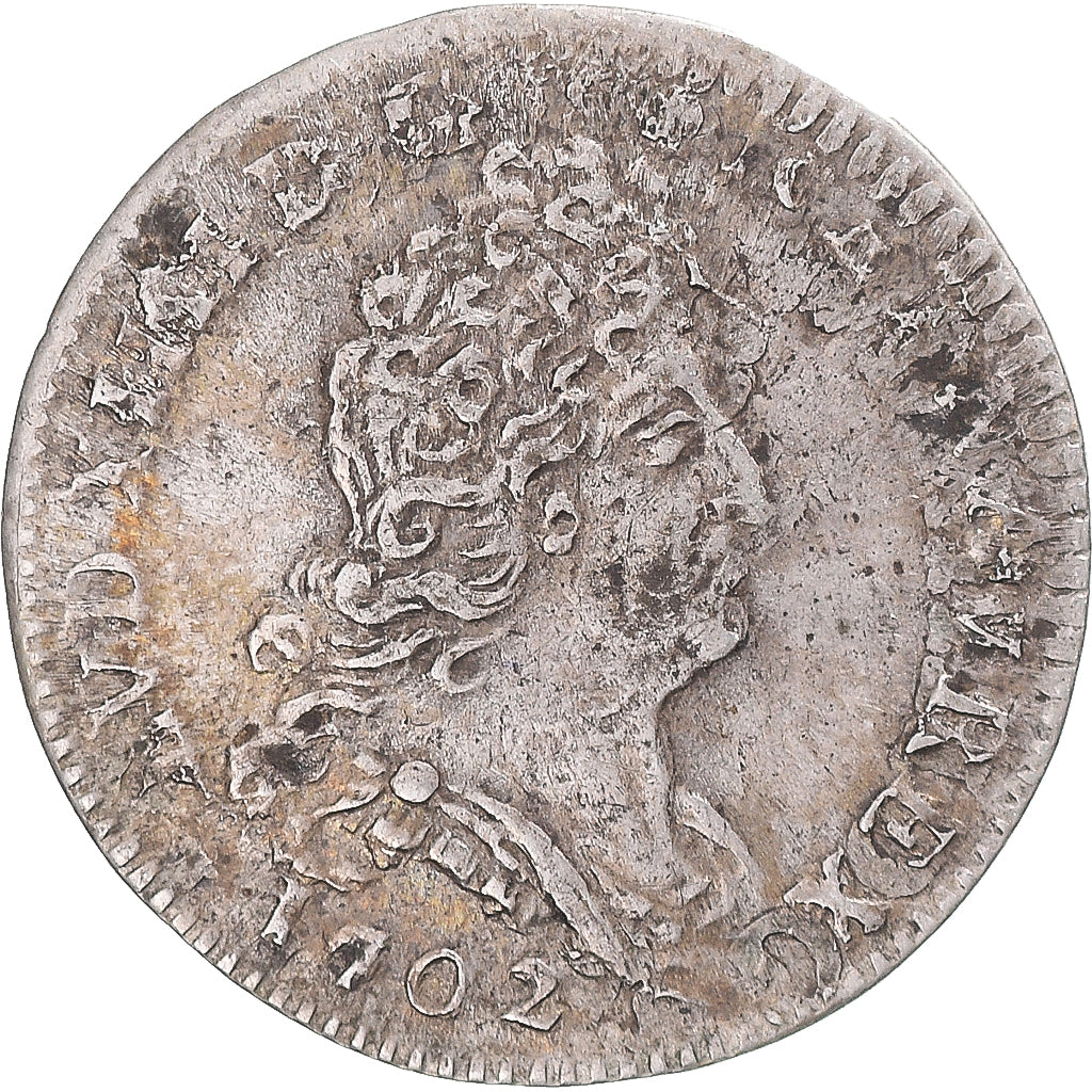 Munten, Frankrijk, Louis XIV, 5 Sols aux insignes, 1702, Lyon, réformé, ZF