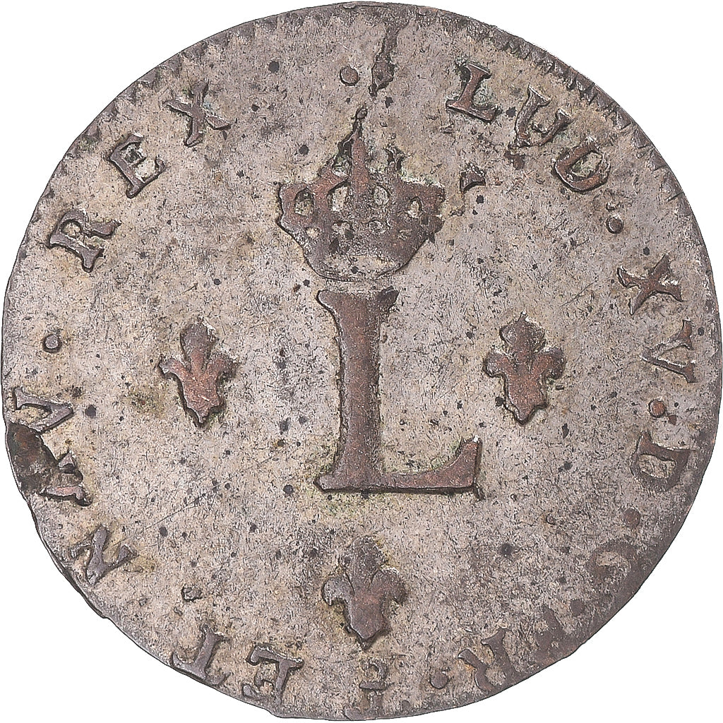 Munten, Frankrijk, Louis XV, 2 Sols, 1744, Dijon, ZF, Billon, KM:500.16