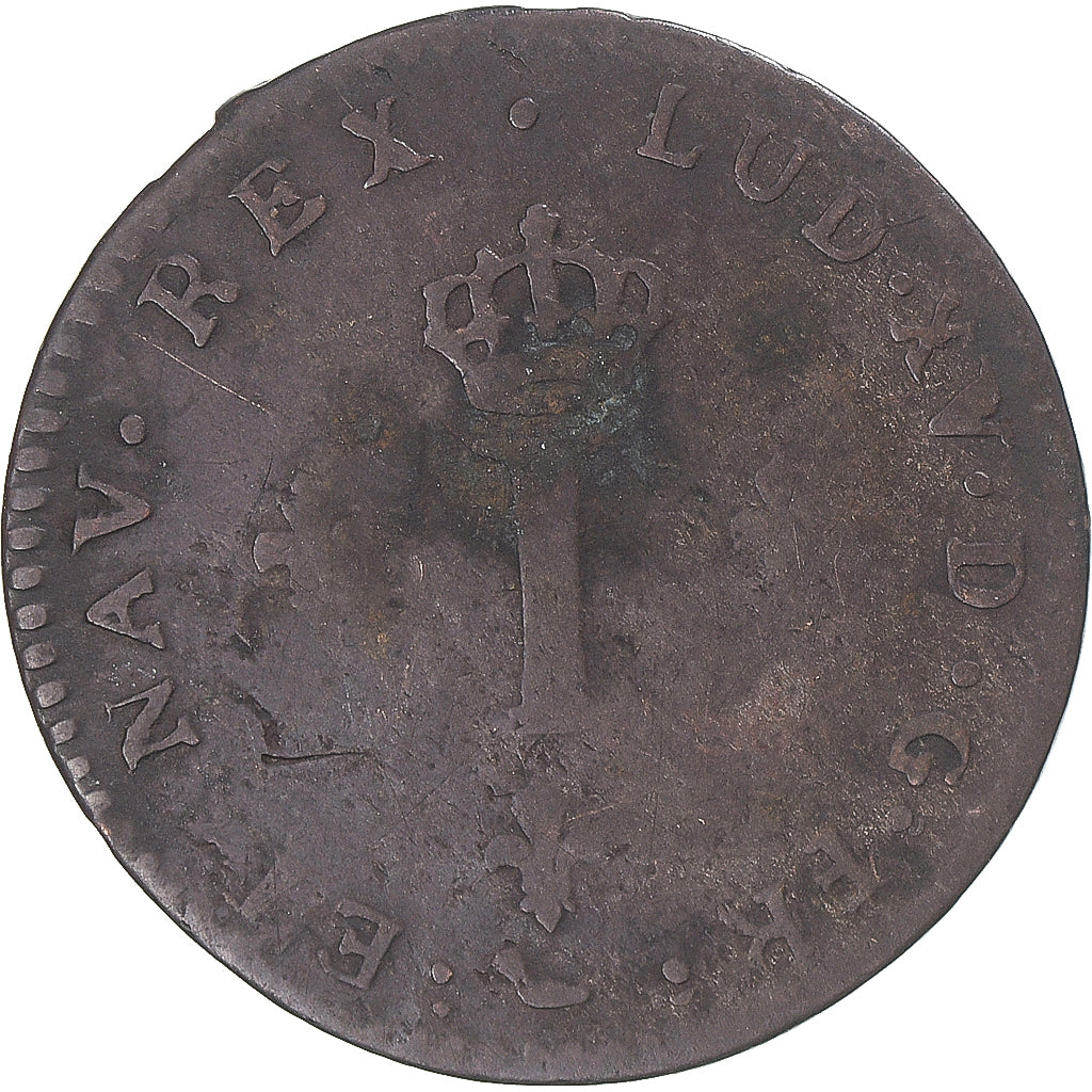 Munten, Frankrijk, Louis XV, 2 Sols, 1739, Bourges, FR+, Billon, KM:500.24