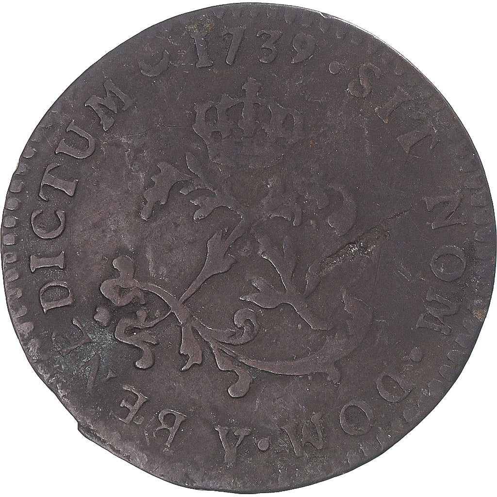 Munten, Frankrijk, Louis XV, 2 Sols, 1739, Bourges, FR+, Billon, KM:500.24