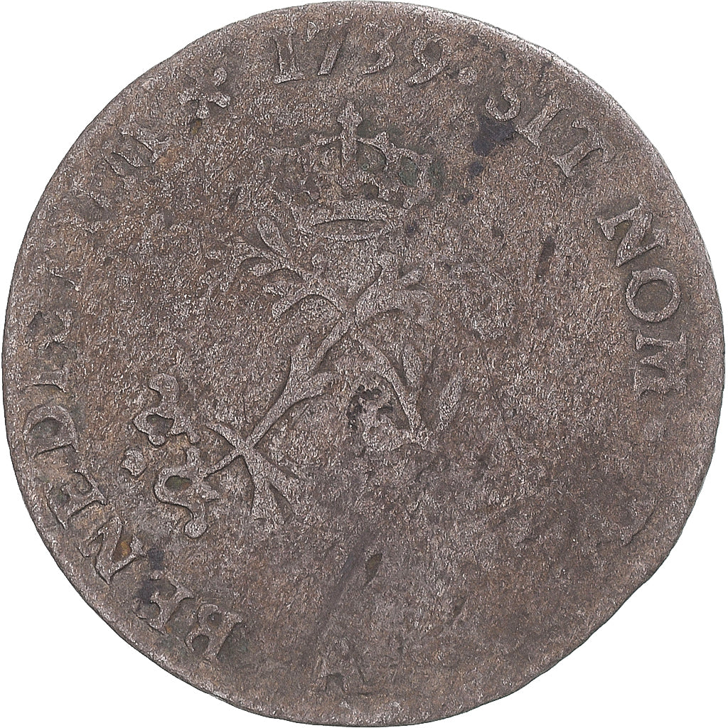 Munten, Frankrijk, Louis XV, 2 Sols, 1739, Paris, ZG+, Billon, KM:500.1
