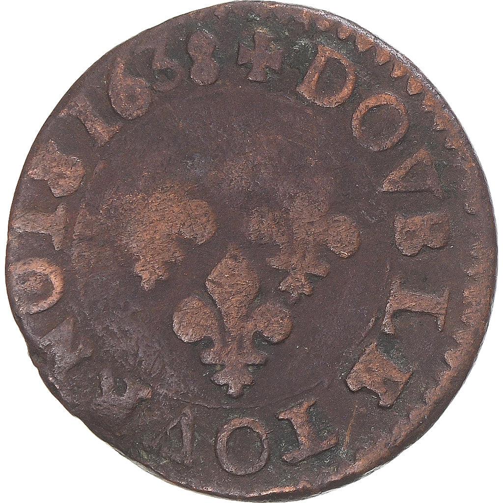 Munten, Frankrijk, Louis XIII, Double Tournois, 1638, La Rochelle, FR, Koper