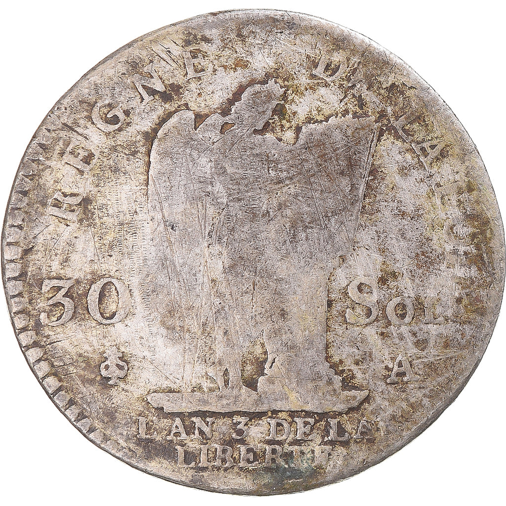 Münze, Frankreich, Louis XVI, 30 sols françois, 1791 / AN 3, Paris, S, Silber