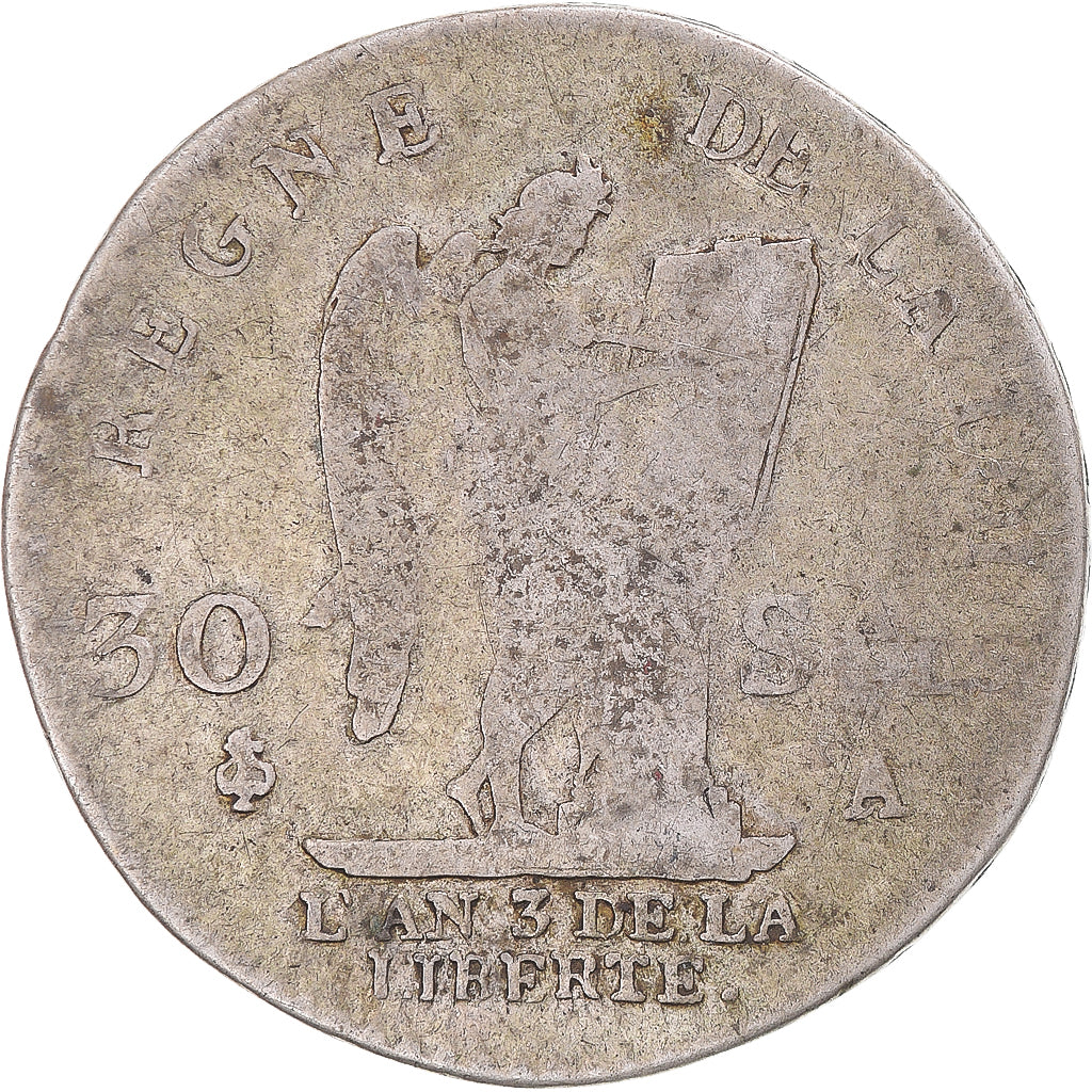 Münze, Frankreich, Louis XVI, 30 sols françois, 1791 / AN 3, Paris, S, Silber