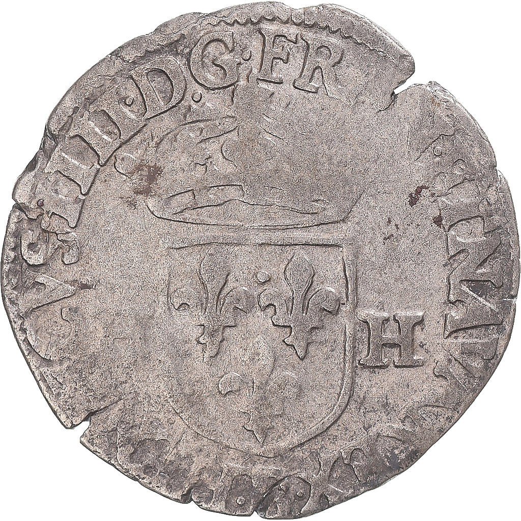 Moeda, França, Henri IV, Douzain aux deux H, 1595, Rouen, VF(30-35), Lingote
