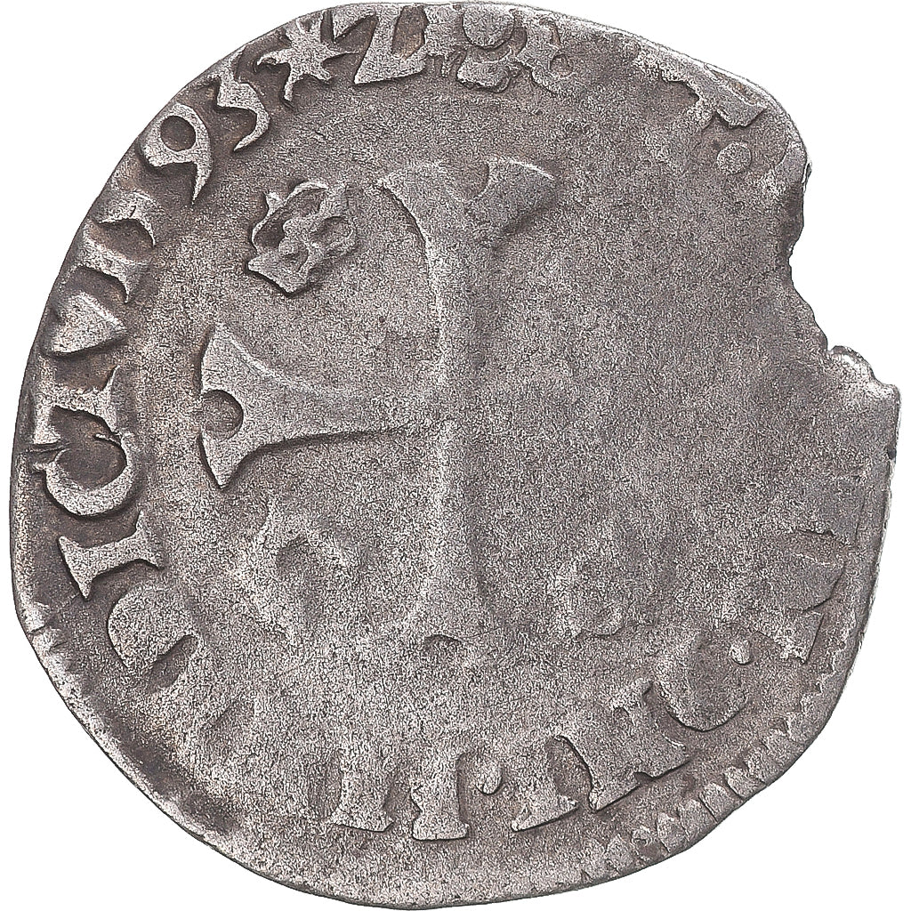 Münze, Frankreich, Henri IV, Douzain du Dauphiné aux 2 H, 1593, Grenoble, S+