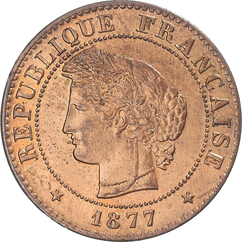 Moneta, Francja, Cérès, Centime, 1877, Paris, MS(63), Brązowy, KM:826.1