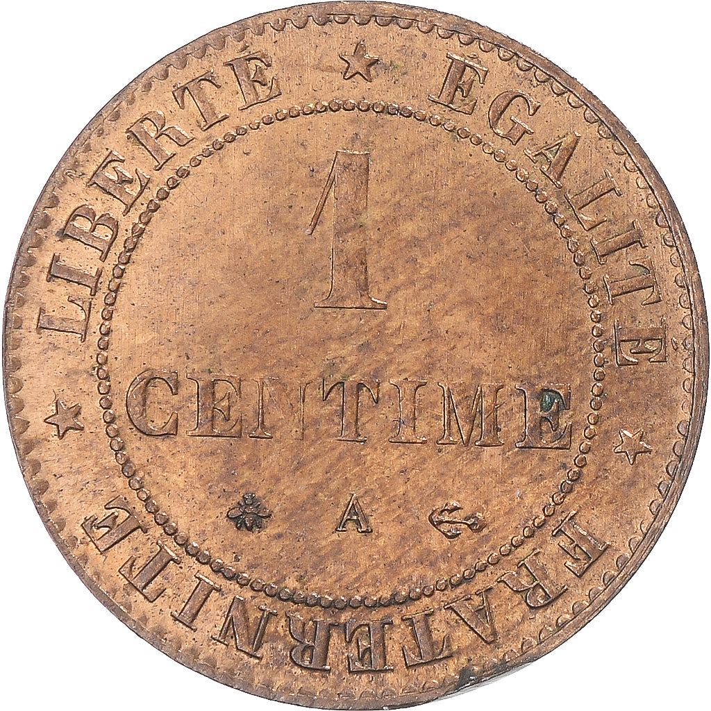 Moneta, Francja, Cérès, Centime, 1877, Paris, MS(63), Brązowy, KM:826.1