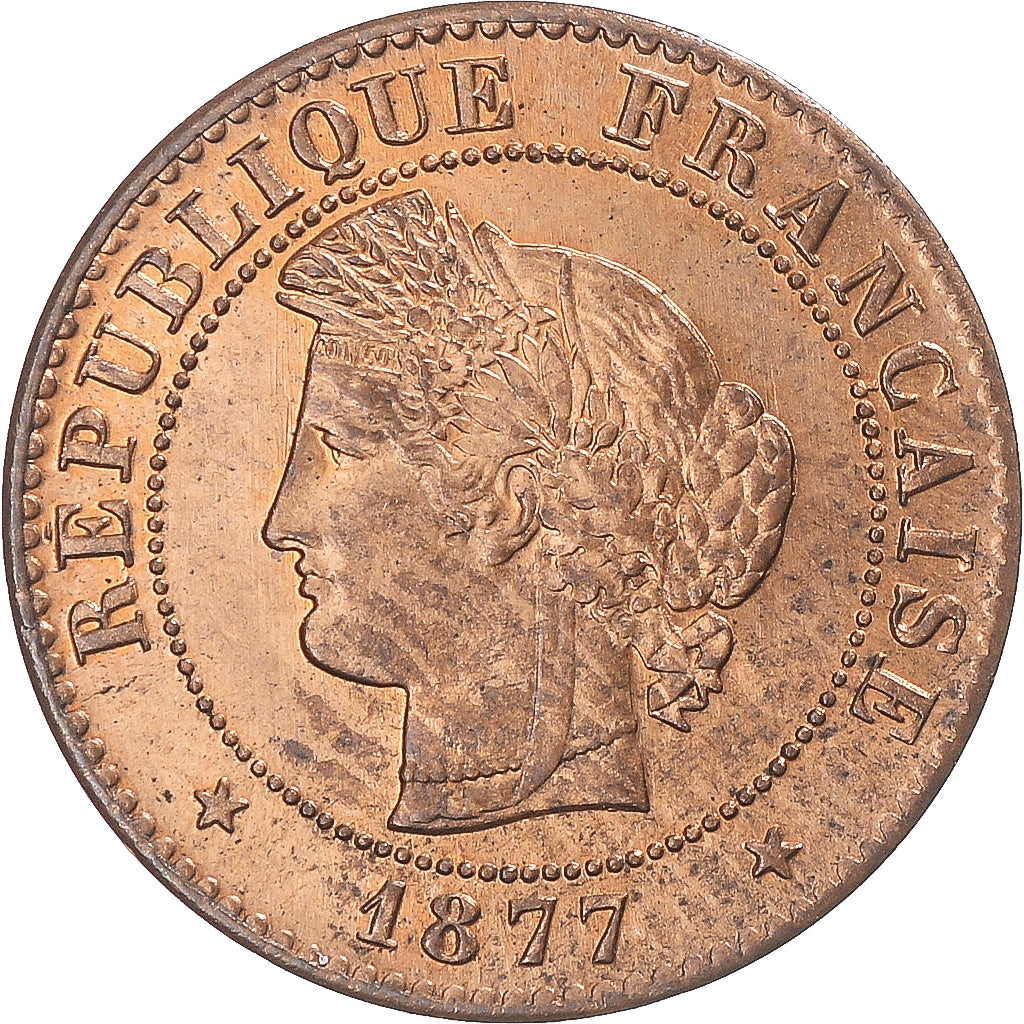 Moneta, Francja, Cérès, Centime, 1877, Paris, MS(63), Brązowy, KM:826.1