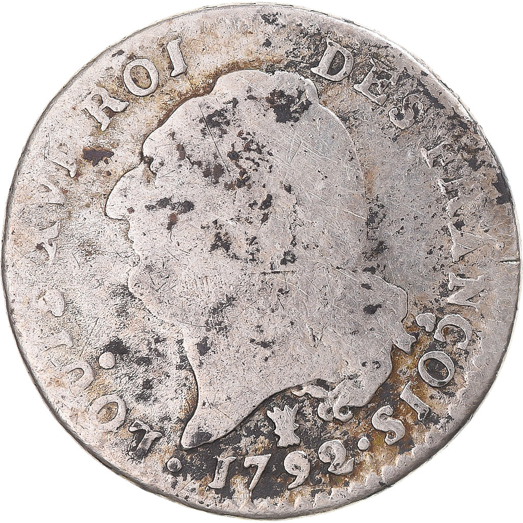 Monnaie, France, Louis XVI, 15 sols françois, 1792 / AN 4, Limoges, TB, Argent