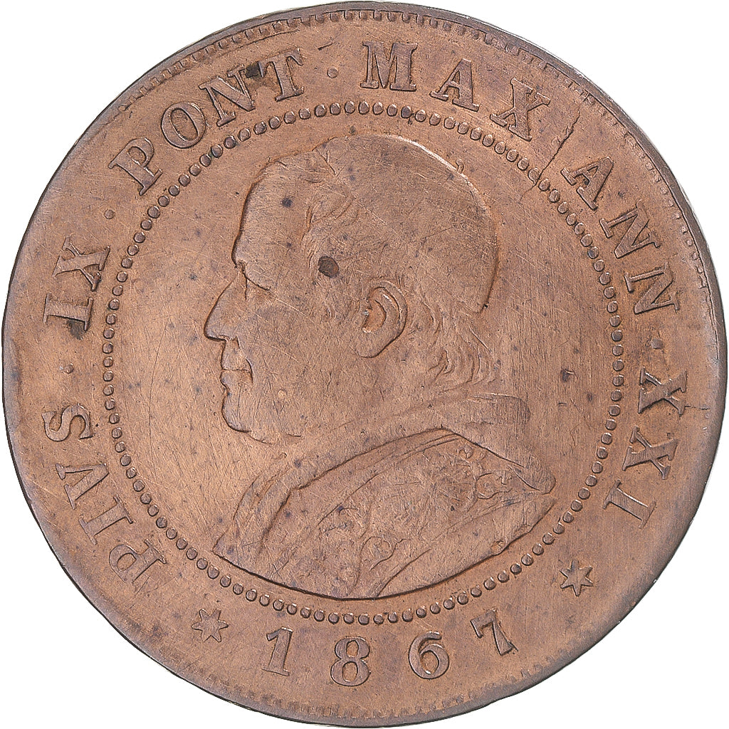 Moneda, Estados italianos, PAPAL STATES, Pius IX, 2 Soldi, 10 Centesimi, 1867