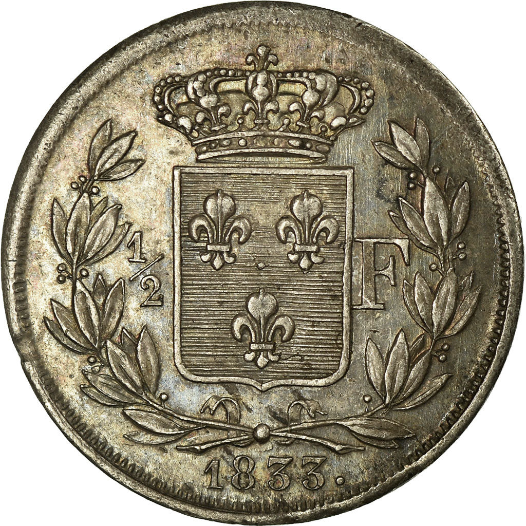 Moneda, Francia, Henri V, 1/2 Franc, 1833, EBC, Plata, KM:23, Gadoury:404