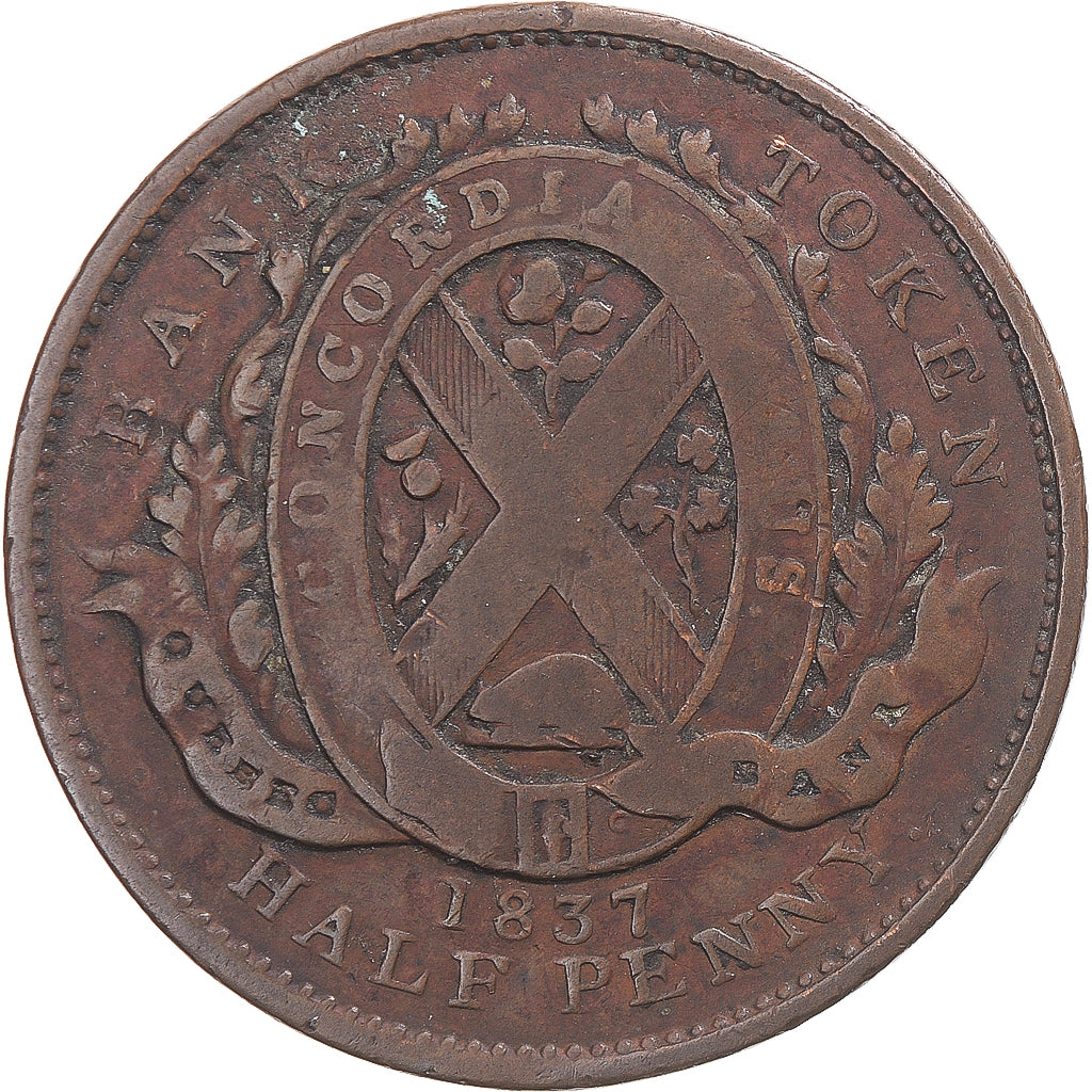 Kanada, half penny token, 1 sou, 1837, S+, Kupfer