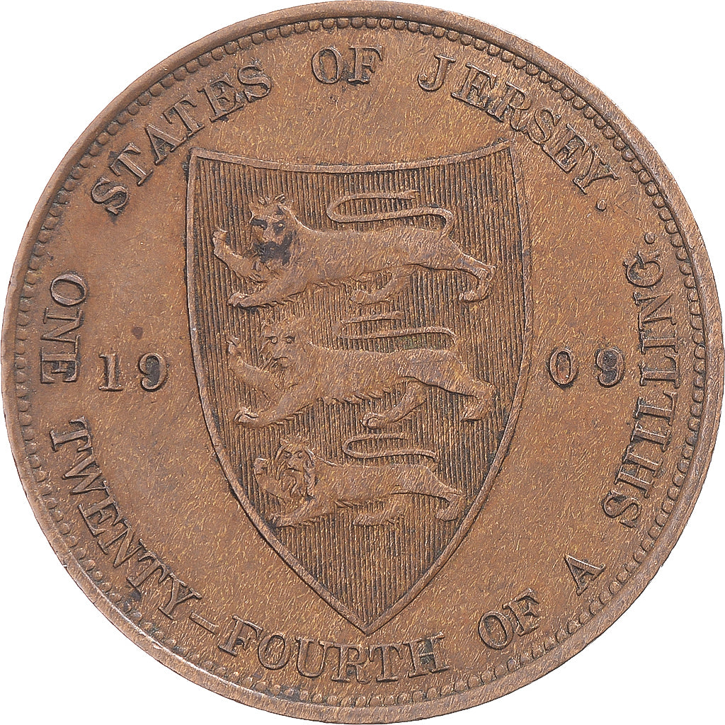 Munten, Jersey, Edward VII, 1/24 Shilling, 1909, London, ZF, Bronzen, KM:9