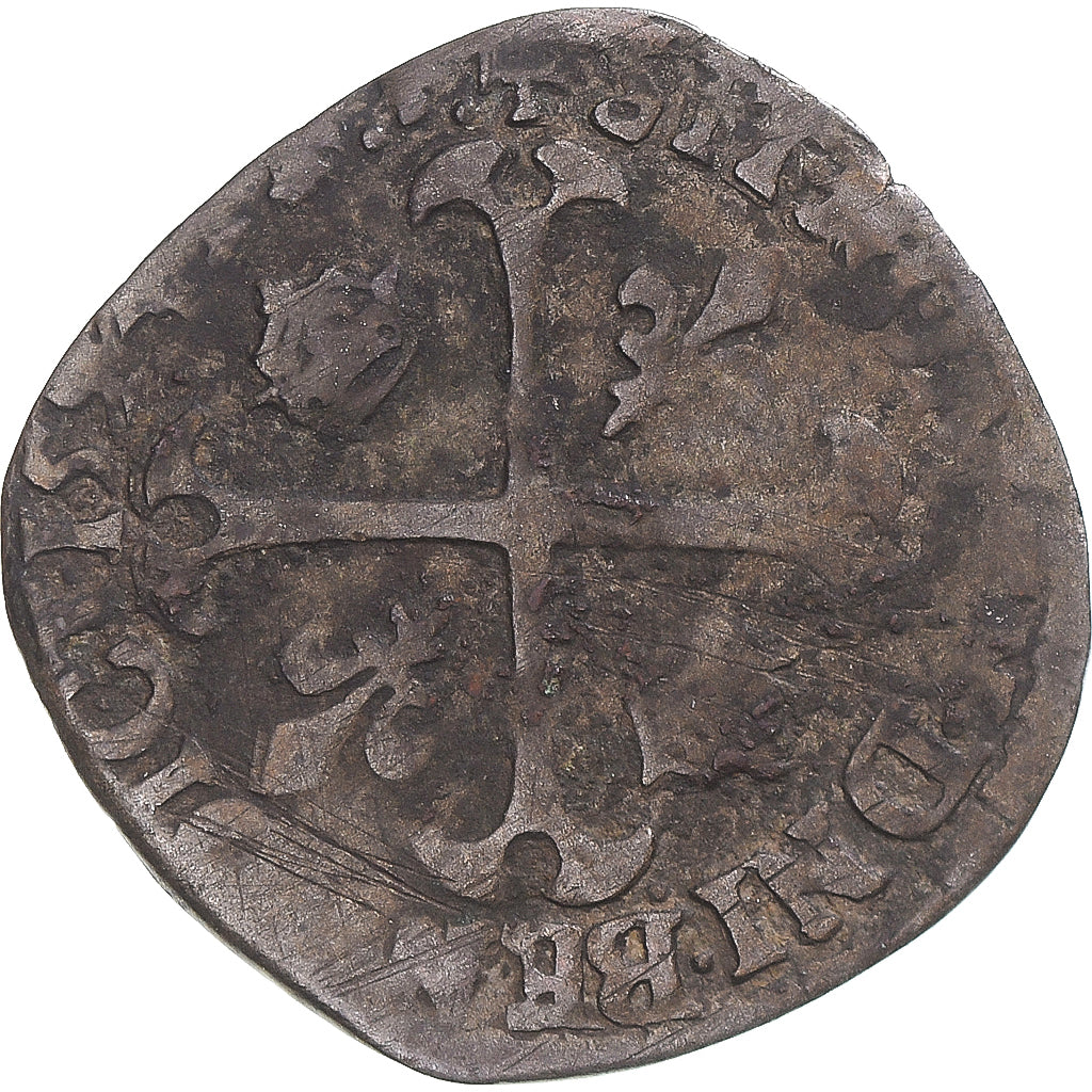 Münze, Frankreich, Henri IV, Douzain aux deux H, 1594, Lyon, S+, Billon