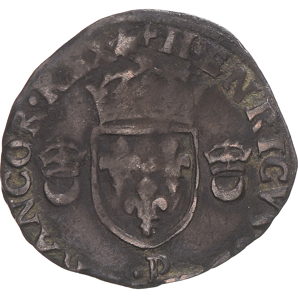 Moeda, França, Henri II, Douzain aux croissants, 1554, Dijon, VF(20-25)