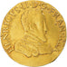 Francia, Henri II, Double Henri d'or, 1561, Rouen, 1st Type, Oro, BC+