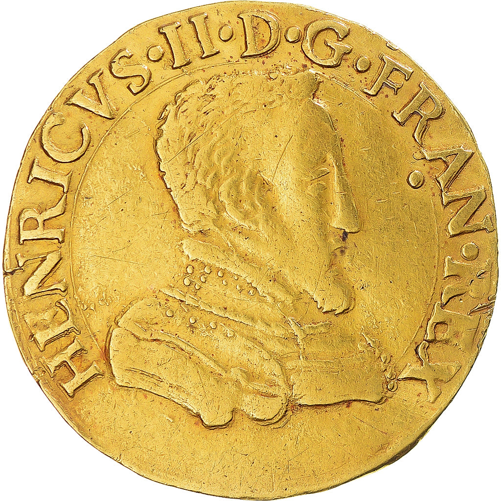 Frankrijk, Henri II, Double Henri d'or, 1561, Rouen, 1st Type, Goud, FR+