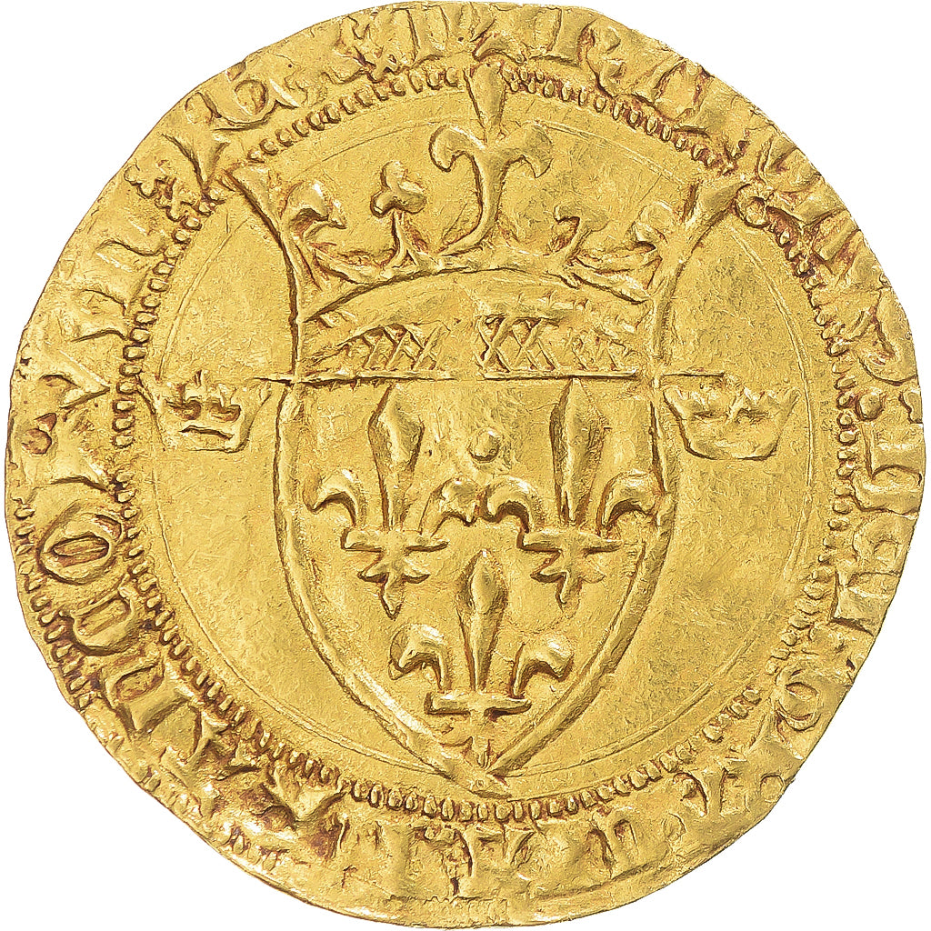 France, Dauphin Charles, Régent, Écu d’or aux deux couronelles, 1418-1422