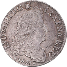 Moneta, Francia, Louis XIV, 1/4 écu de Béarn aux 8 L, 1691, Pau, réformé