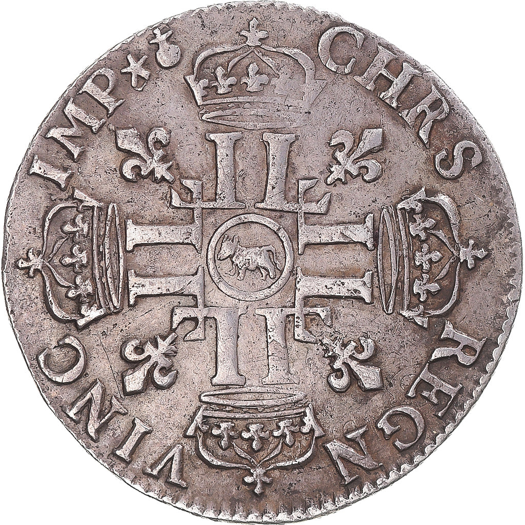 Moneta, Francia, Louis XIV, 1/4 écu de Béarn aux 8 L, 1691, Pau, réformé