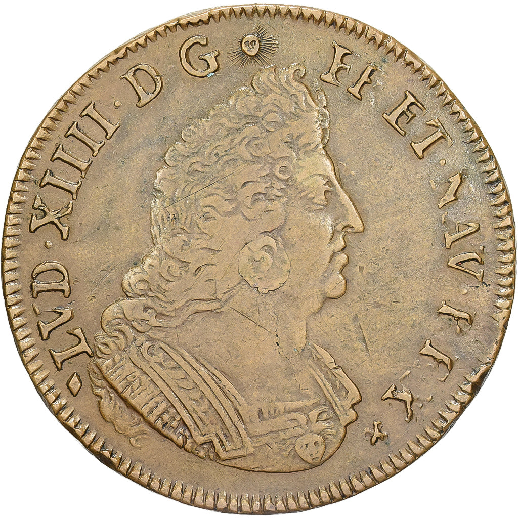 Francja, medal, Ludwik XIV, Sécurité des Littoraux, 1694, Miedź, Pedigree