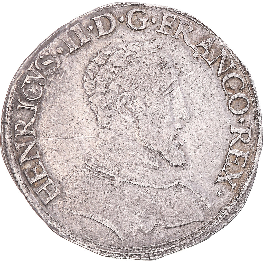 Munten, Frankrijk, Henri II, Teston à la tête nue, 1554/3, Rouen, ZF, Zilver