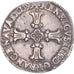 Moeda, França, Henri IV, 1/4 Ecu, 1599, Bayonne, AU(50-53), Prata, Gadoury:597