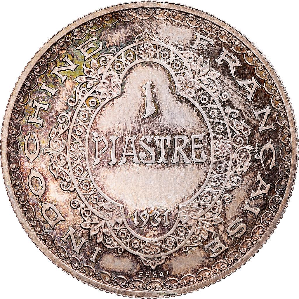 French Indochina, Piastre, 1931, Paris, Reverse uniface pattern, Silver, MS(63)