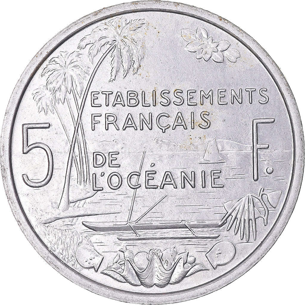 Moneta, OCEANIA FRANCESE, 5 Francs, 1952, Paris, ESSAI, SPL, Alluminio, KM:E10